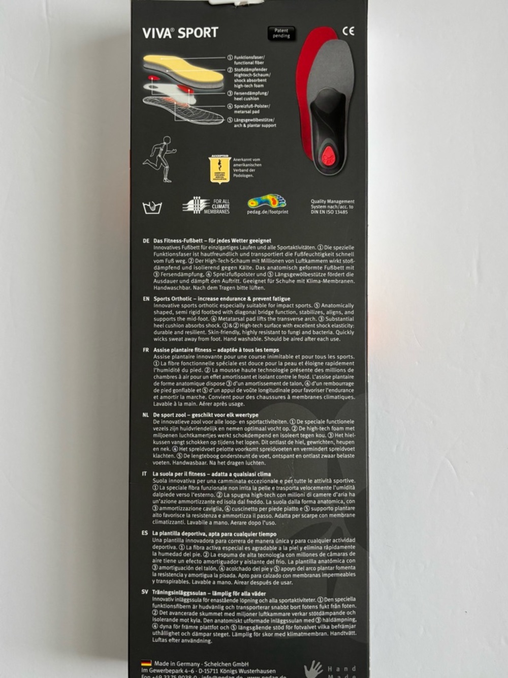 Pedag Viva Sport Unisex Full Length Orthotic Insoles Size EU 41 Never Worn - Picture 9 of 12